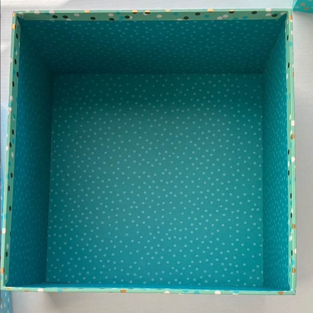 Clementine Blue and Gold White Polka Dot Party Gift Box With 4 Mini Boxes